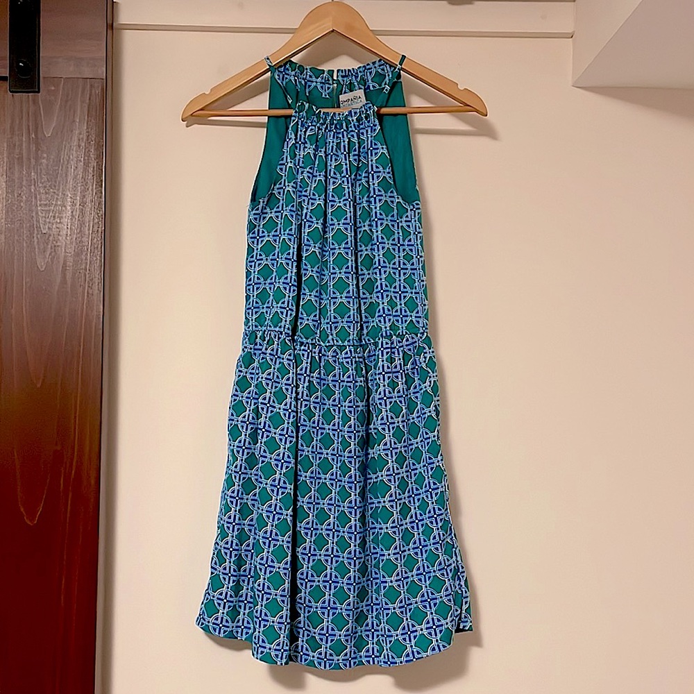 Fun Blue & Green Halter Dress, women size small
